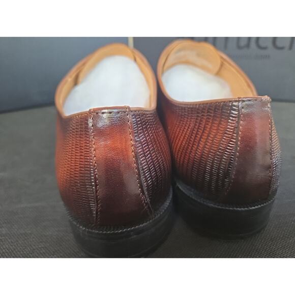 NWB Garrucci Leather Embosset Lizard Leather Loafers Shoes Size 9.5B Cognac main image 6